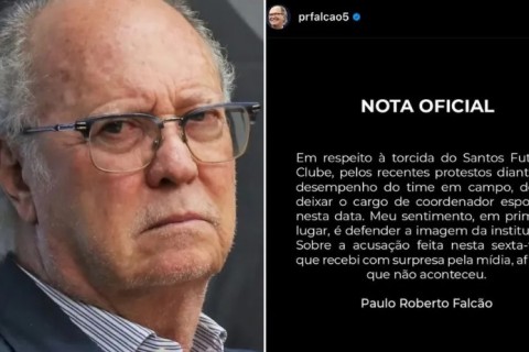 Paulo Roberto Falcão é denunciado por importunação sexual, em Santos, e deixa cargo no clube